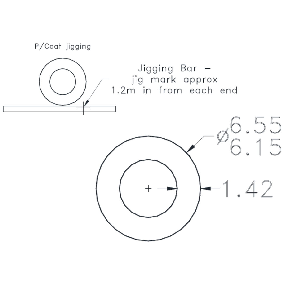 1/4" x 17g Tube - cross-section drawing