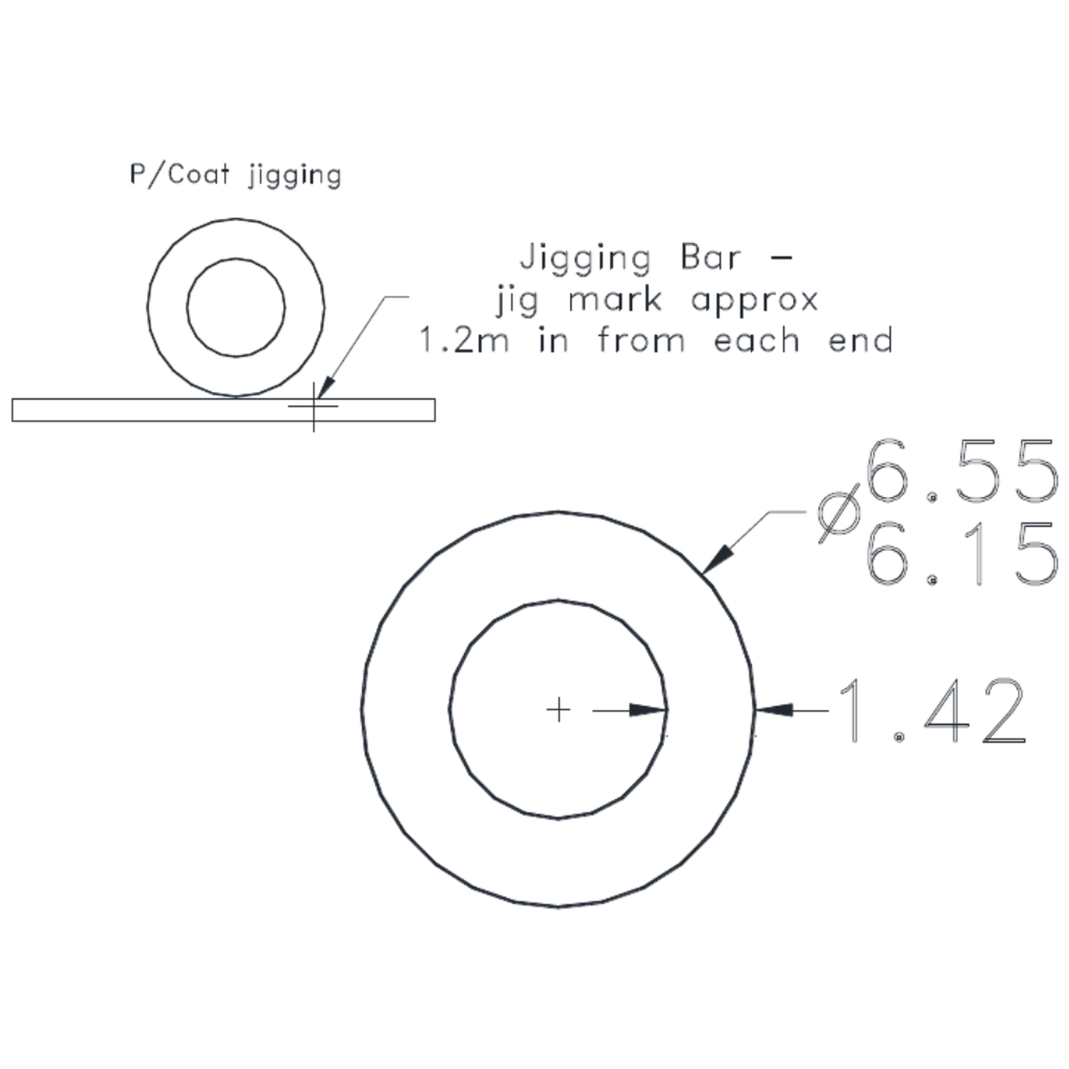 1/4" x 17g Tube - cross-section drawing