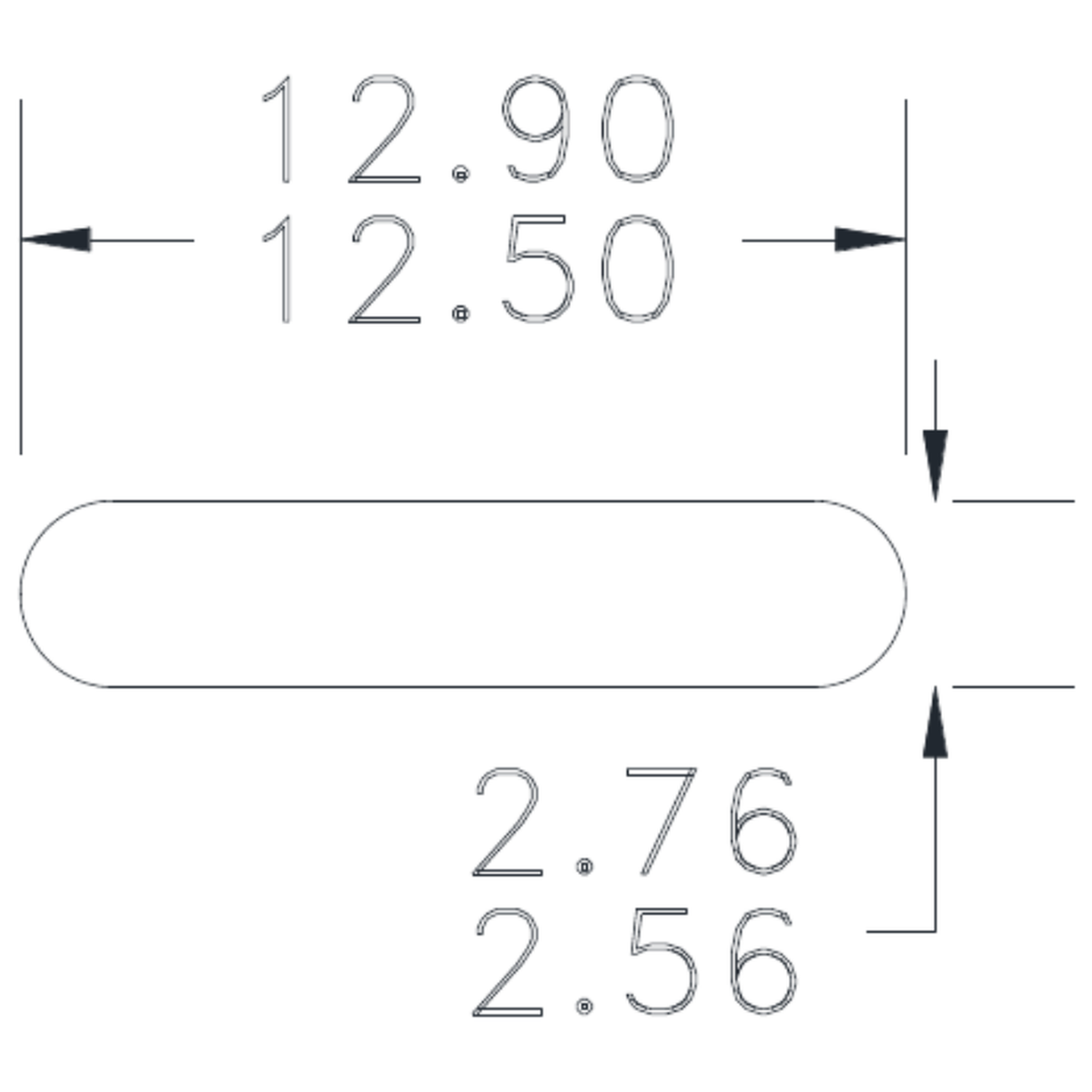 12.70 x 2.66mm RE Flat Bar - cross-section drawing
