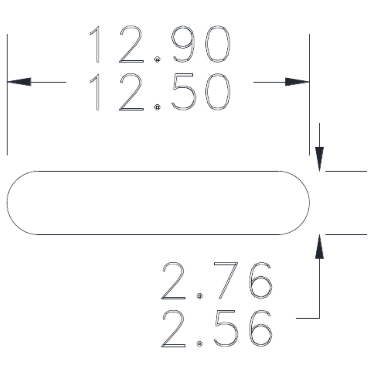 12.70 x 2.66mm RE Flat Bar - cross-section drawing