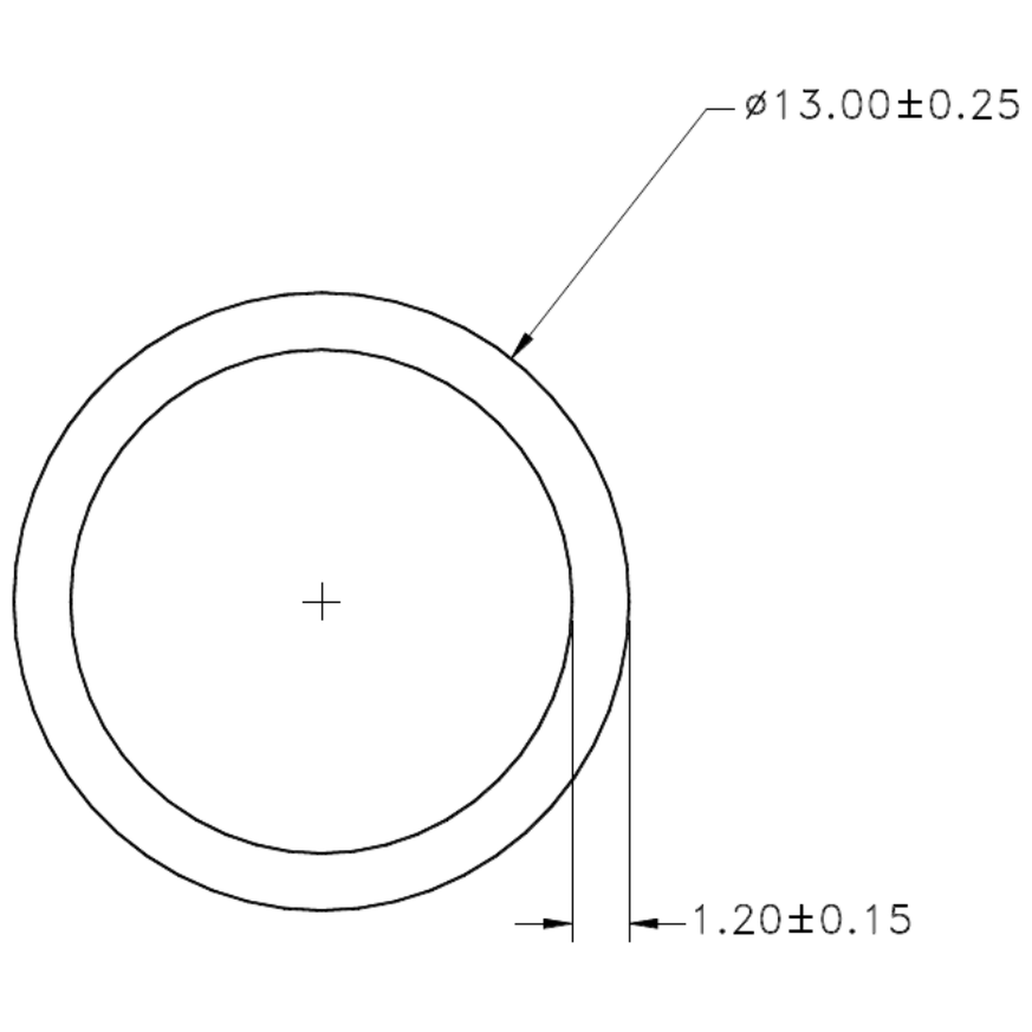 13mm x 18g Tube - cross-section drawing