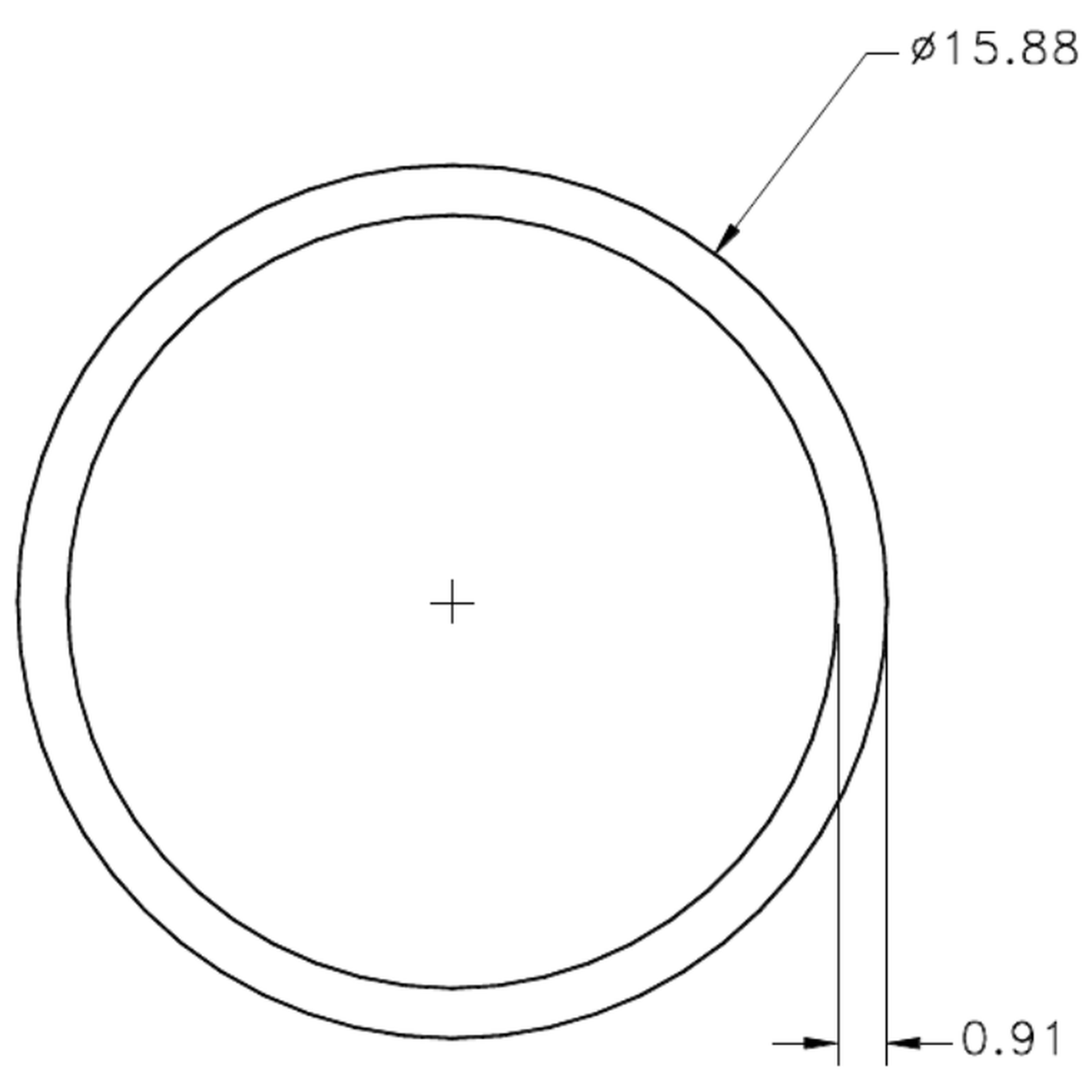 5/8" x 20g Tube - cross-section drawing