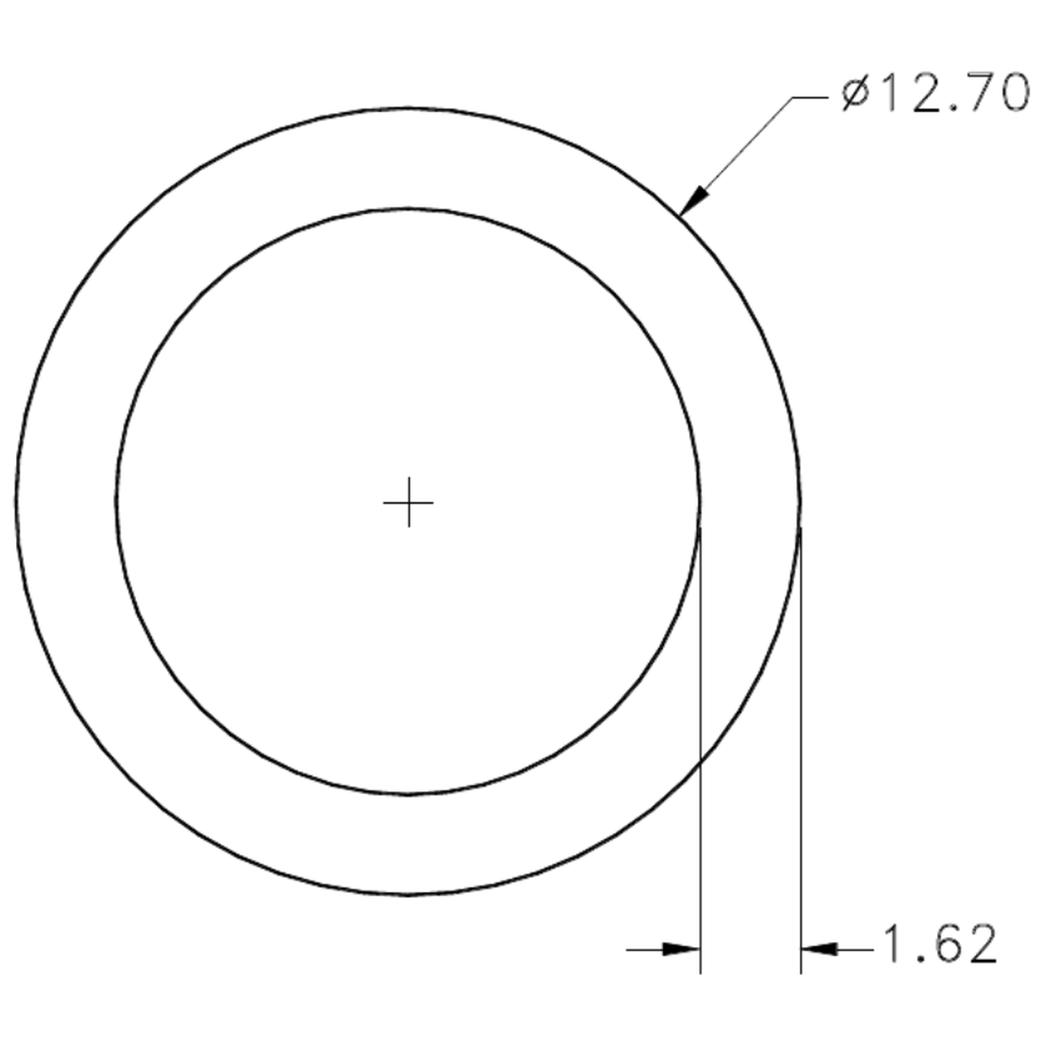 1/2" x 16g Tube - cross-section drawing