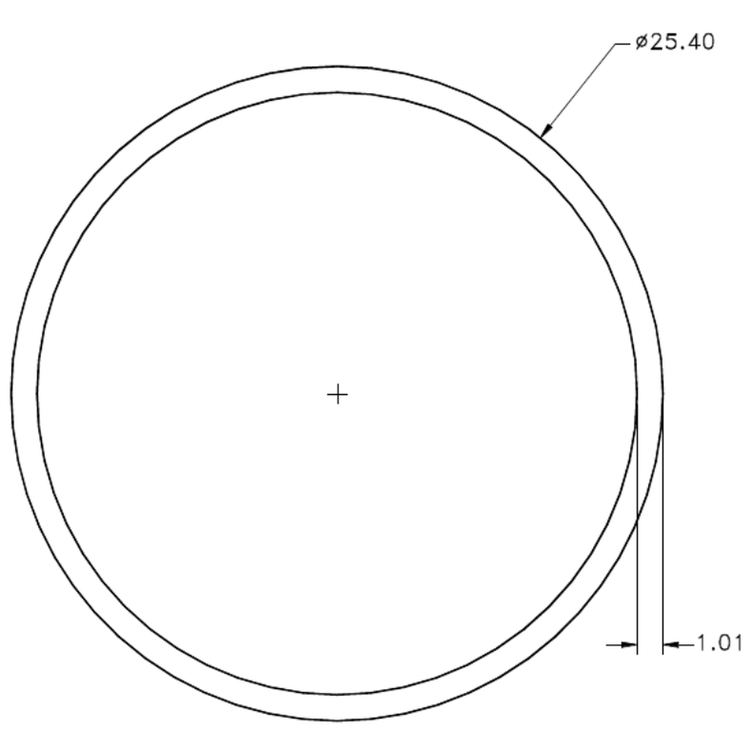 1" x 19g Tube - cross-section drawing