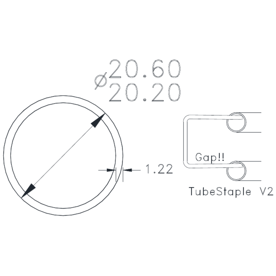 20.4 x 1.22 WALL Tube - cross-section drawing
