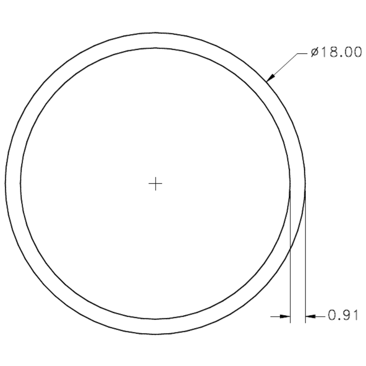 18.0mm x 0.91mm Tube - cross-section drawing