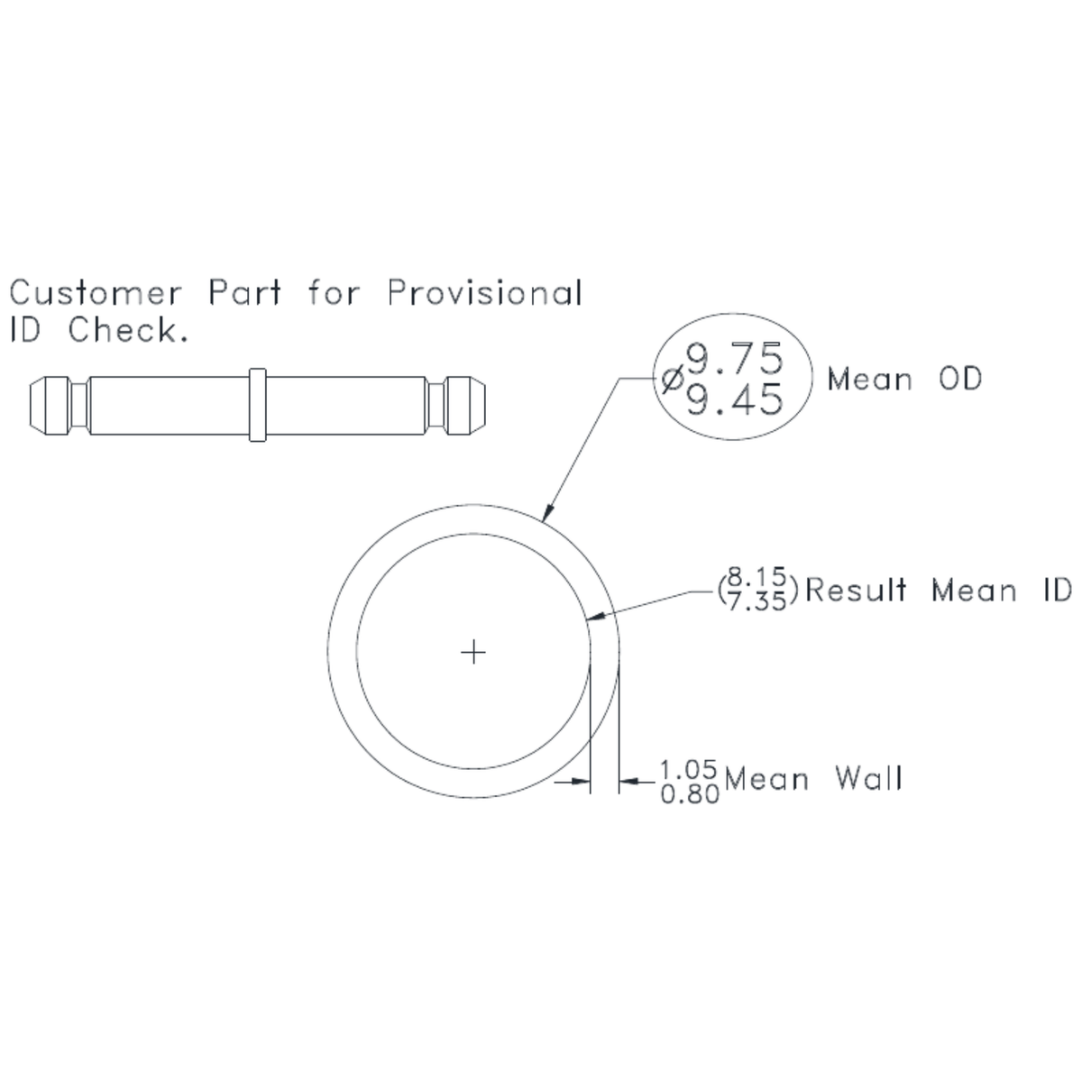 3/8" x 19g Tube - cross-section drawing