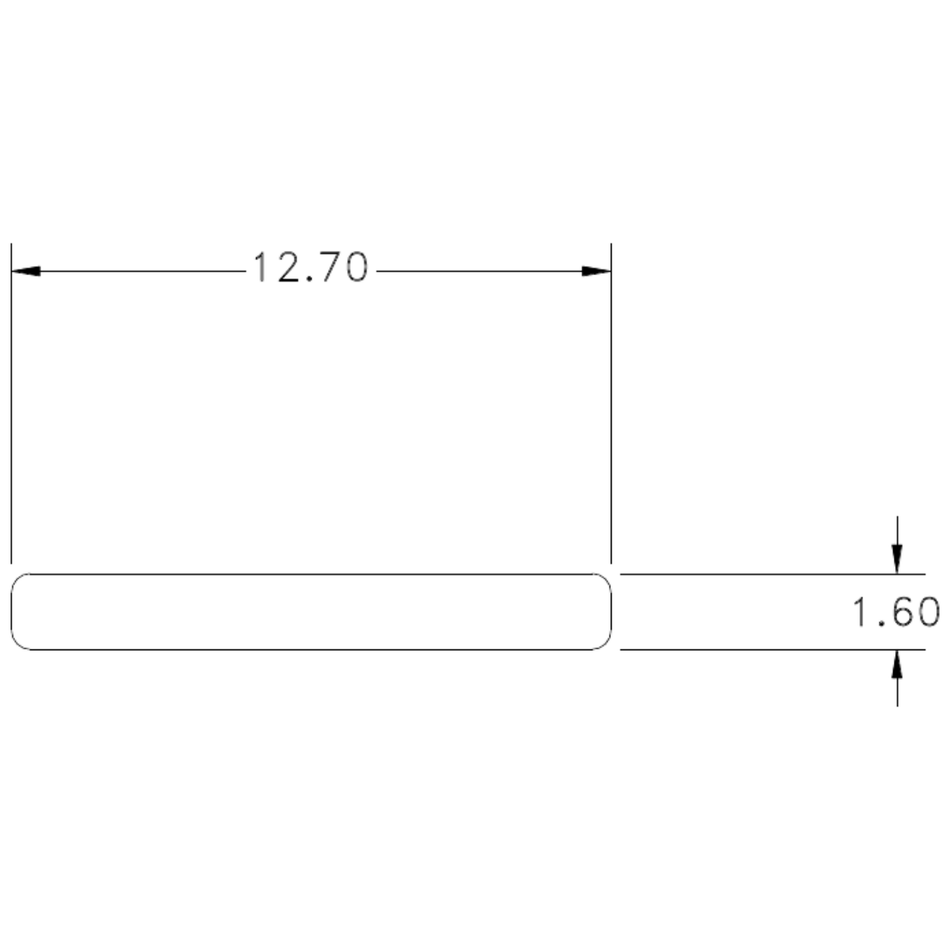 12.7 x 1.6mm Flat - cross-section drawing