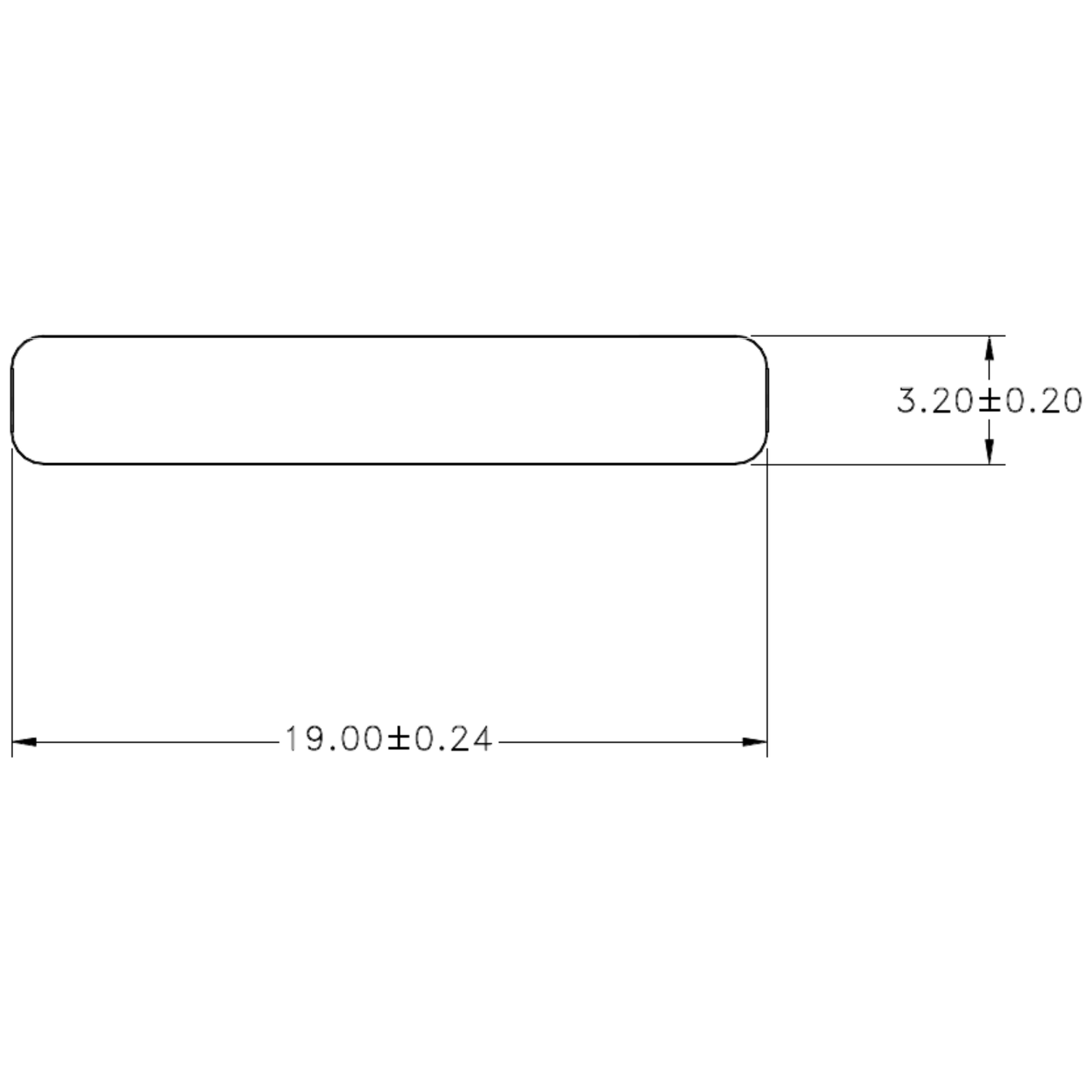 19 x 3.2 Flat - cross-section drawing